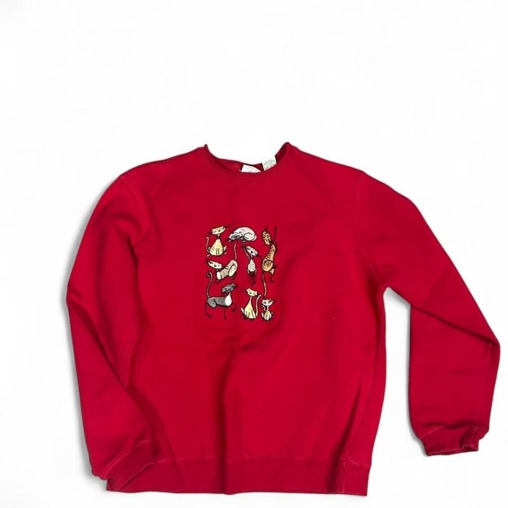 Women's Amazing crazy cat lady sweater with embroidered‎ kitties! Size small